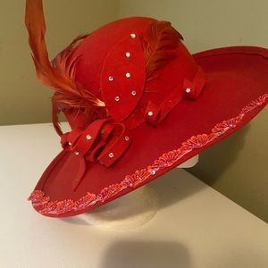 Rusty Red Wool Church Dress Hat